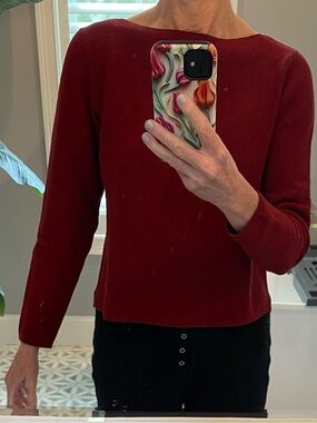 Women’s Chili Red Boatneck Cotton Sweater